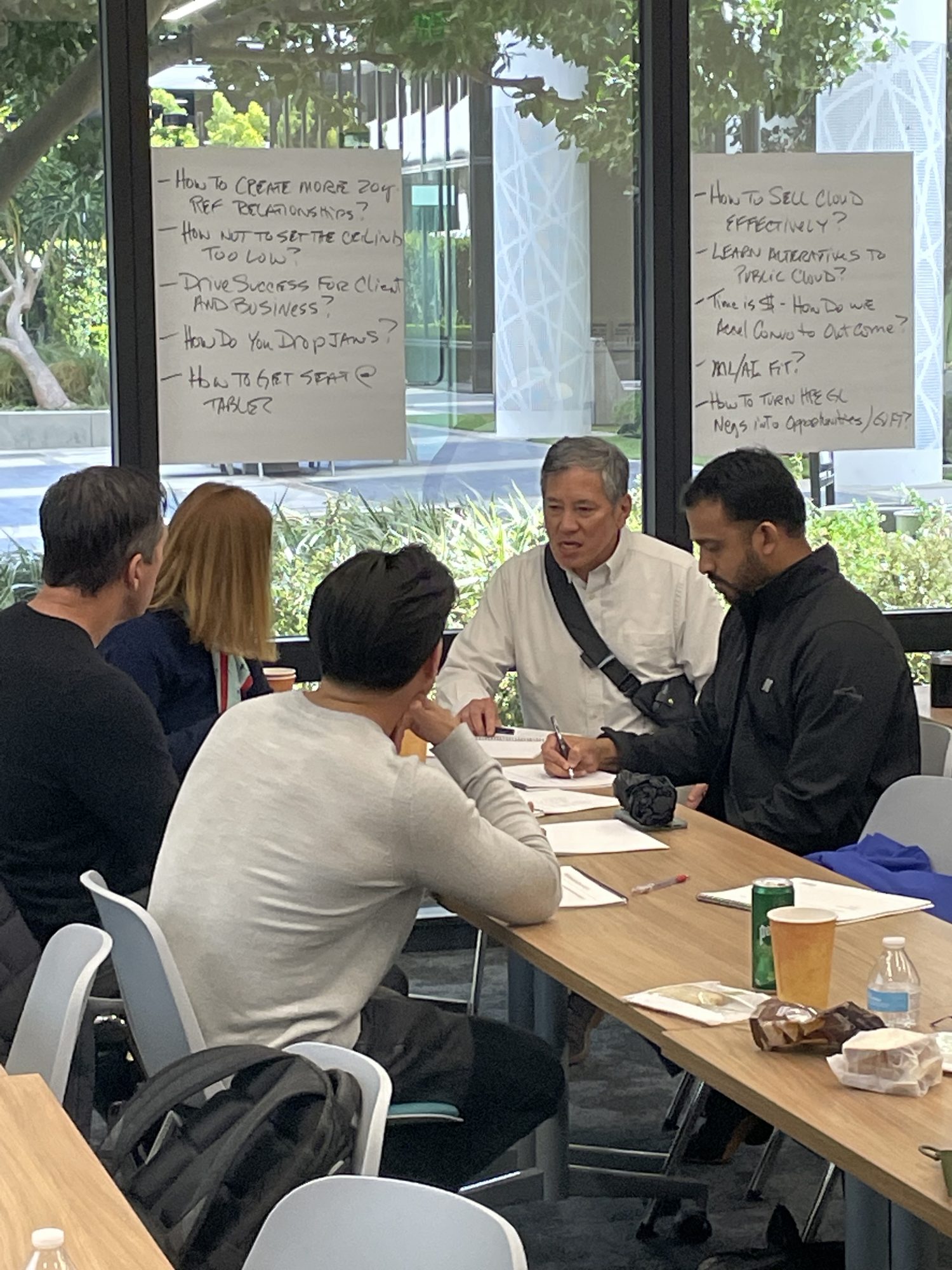 A table group working through an exercise together.